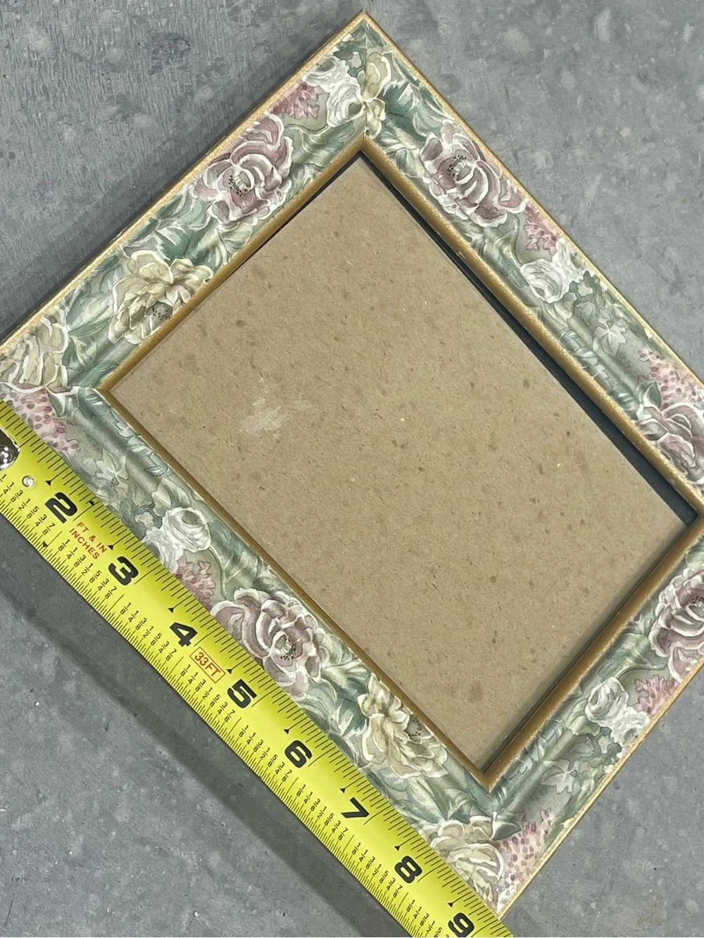 Floral Cottagecore Pattern - Portrait Photo Frame - Green Pink White Gold